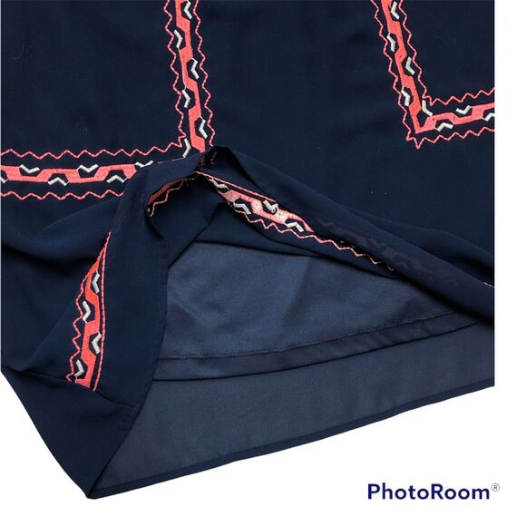 Jesse & J Navy Blue Geometric Dress Medium Sleeveless Knee Length - Picture 5 of 10